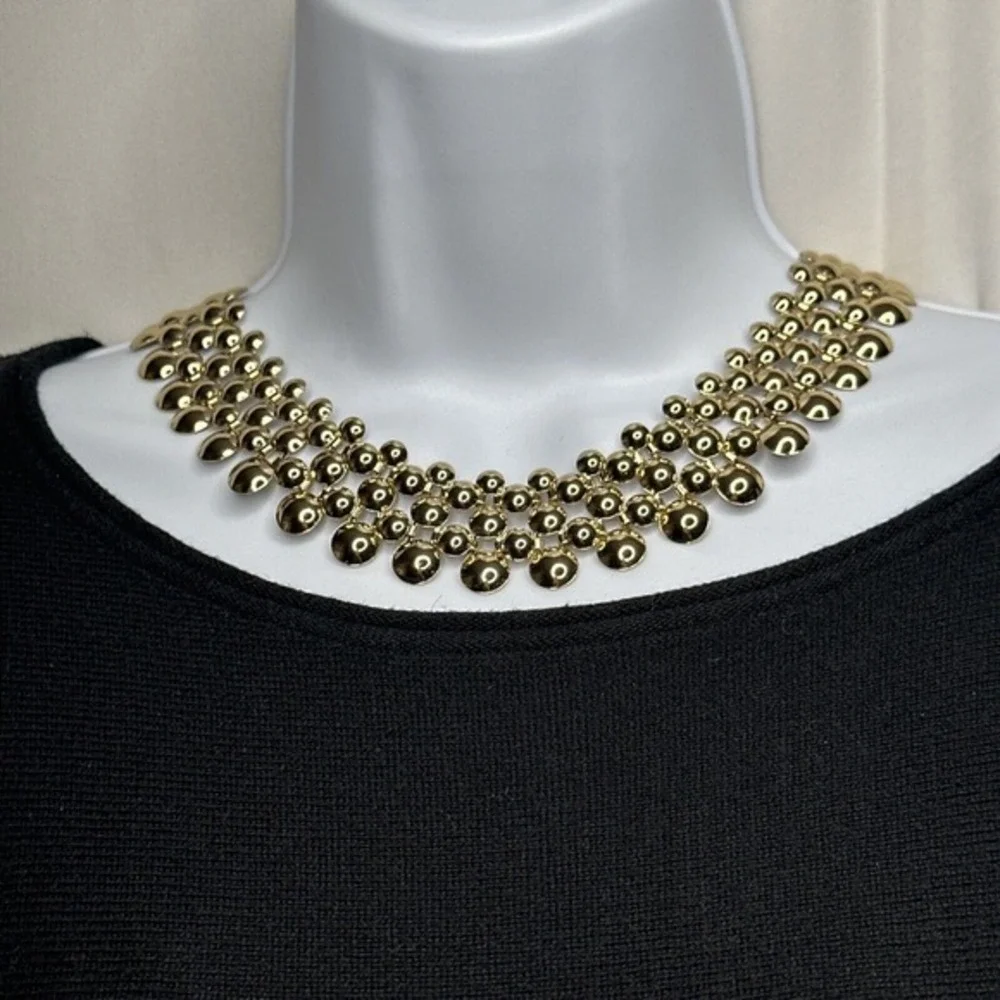 Vintage Necklace Choker 80's Style Collar SHB‎ Gold Tone Adjust 18